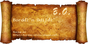 Bordán Odiló névjegykártya